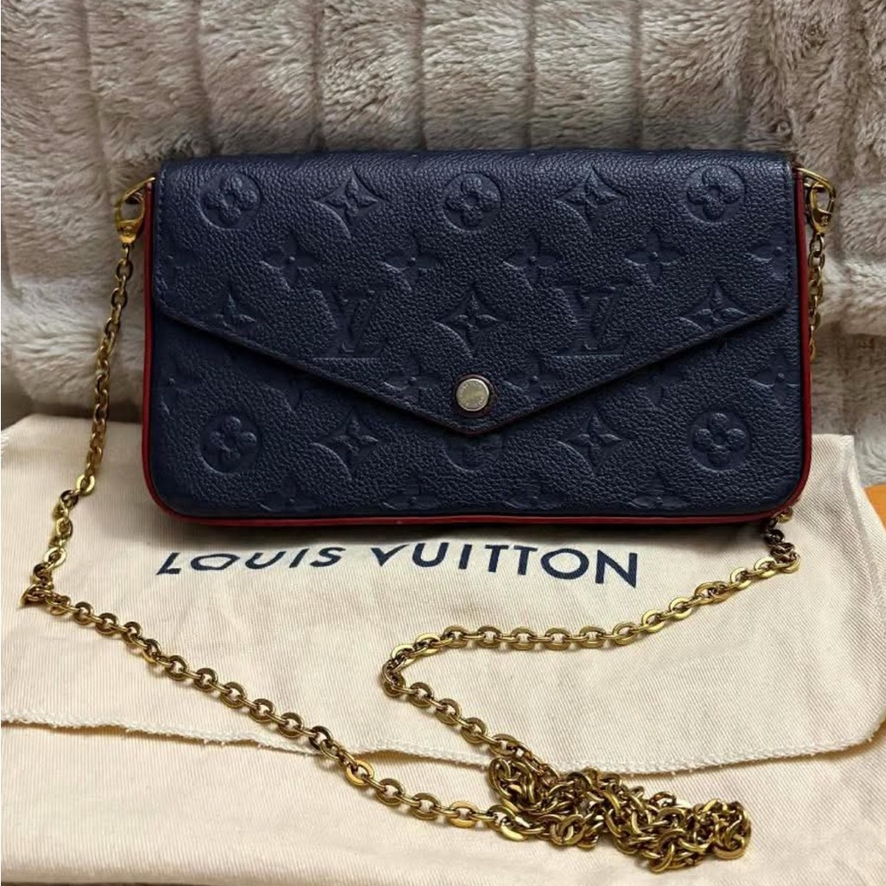 Louis Vuitton Navy Blue Monogram Chain Bag Felicie bag
